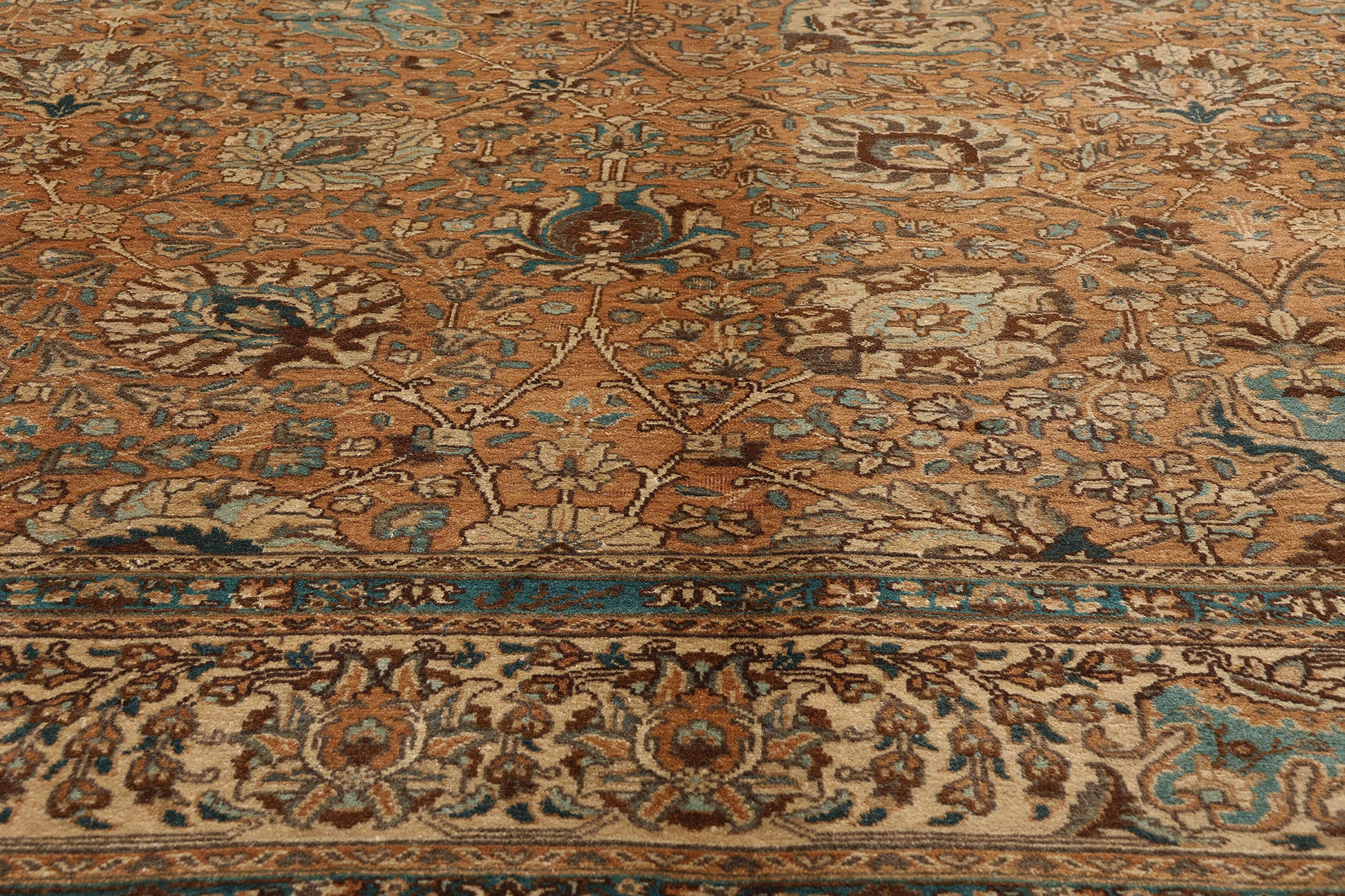 10 x 13 Brown Vintage Persian Tabriz Rug 75603