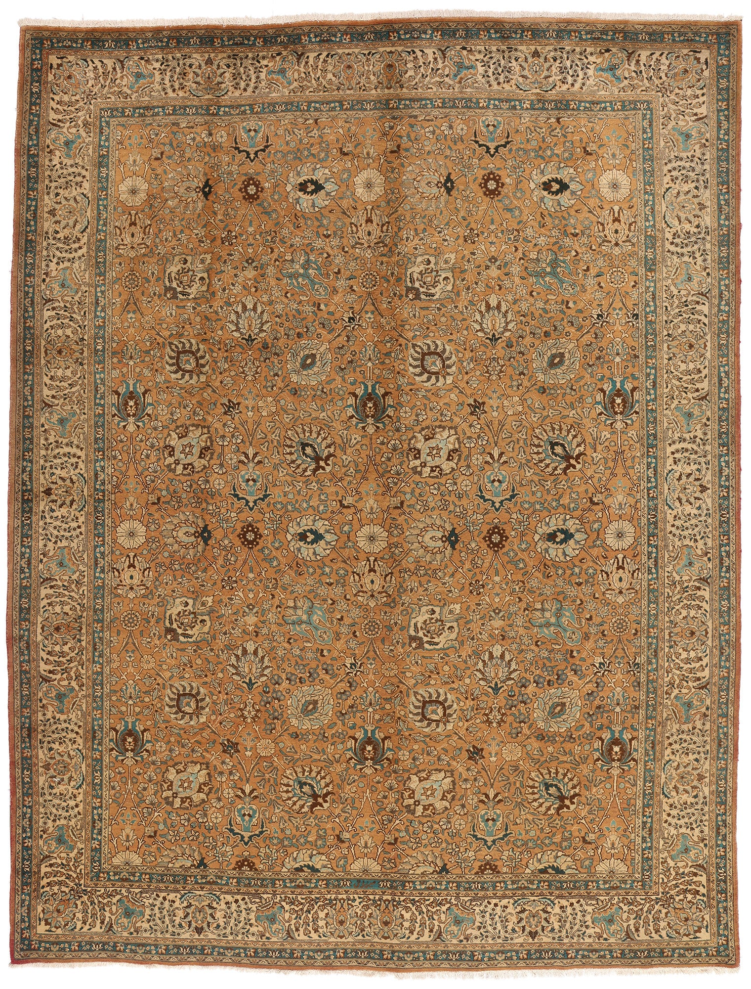 10 x 13 Brown Vintage Persian Tabriz Rug 75603