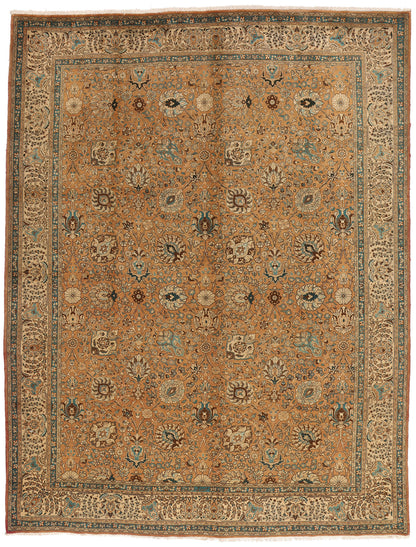 10 x 13 Brown Vintage Persian Tabriz Rug 75603