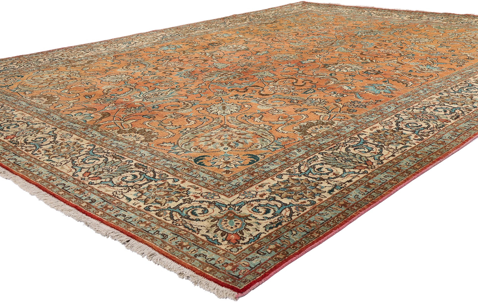 10 x 13 Rust Vintage Persian Tabriz Rug 75612