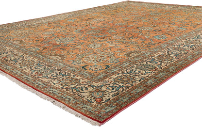 10 x 13 Rust Vintage Persian Tabriz Rug 75612