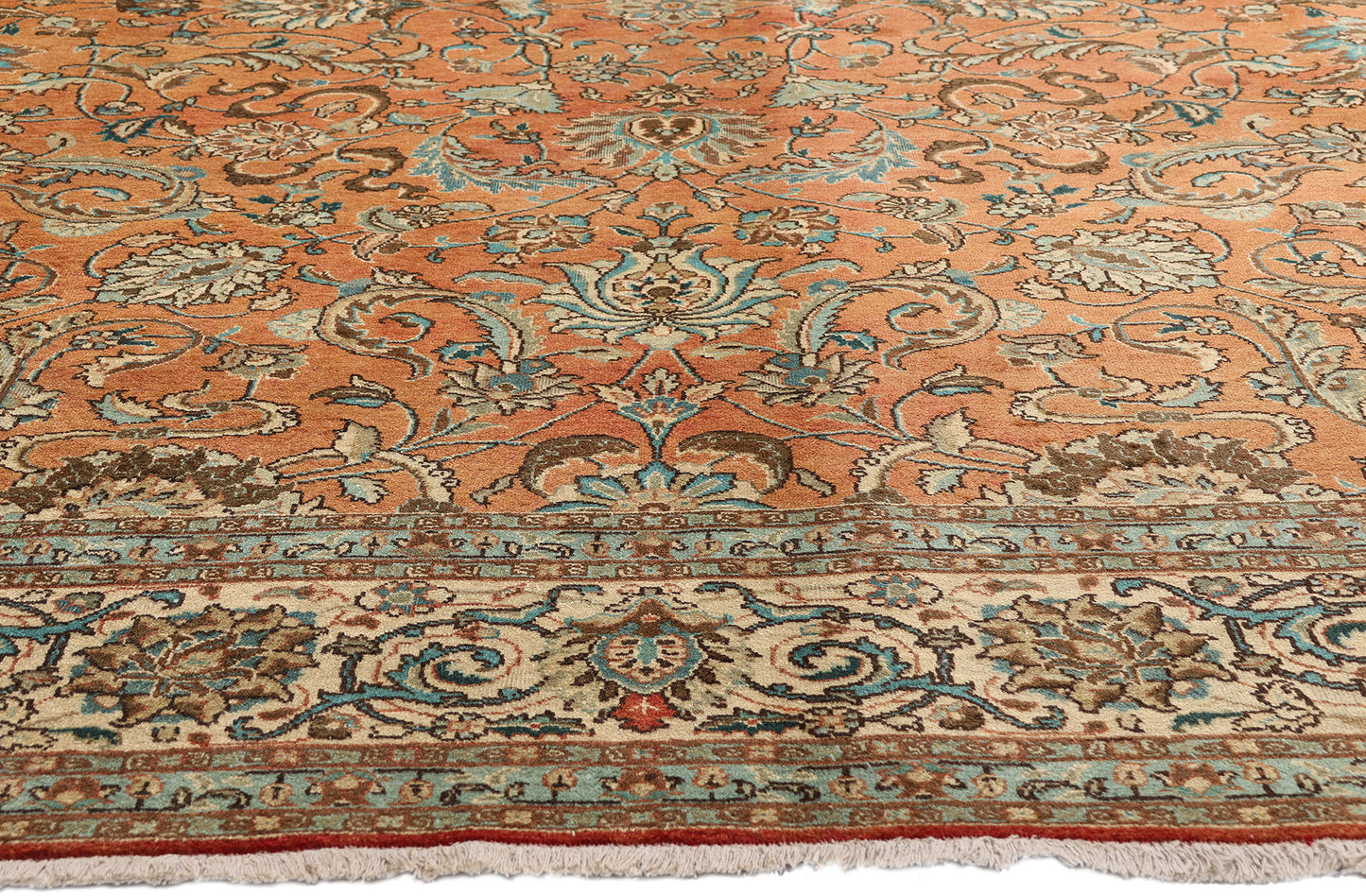 10 x 13 Rust Vintage Persian Tabriz Rug 75612