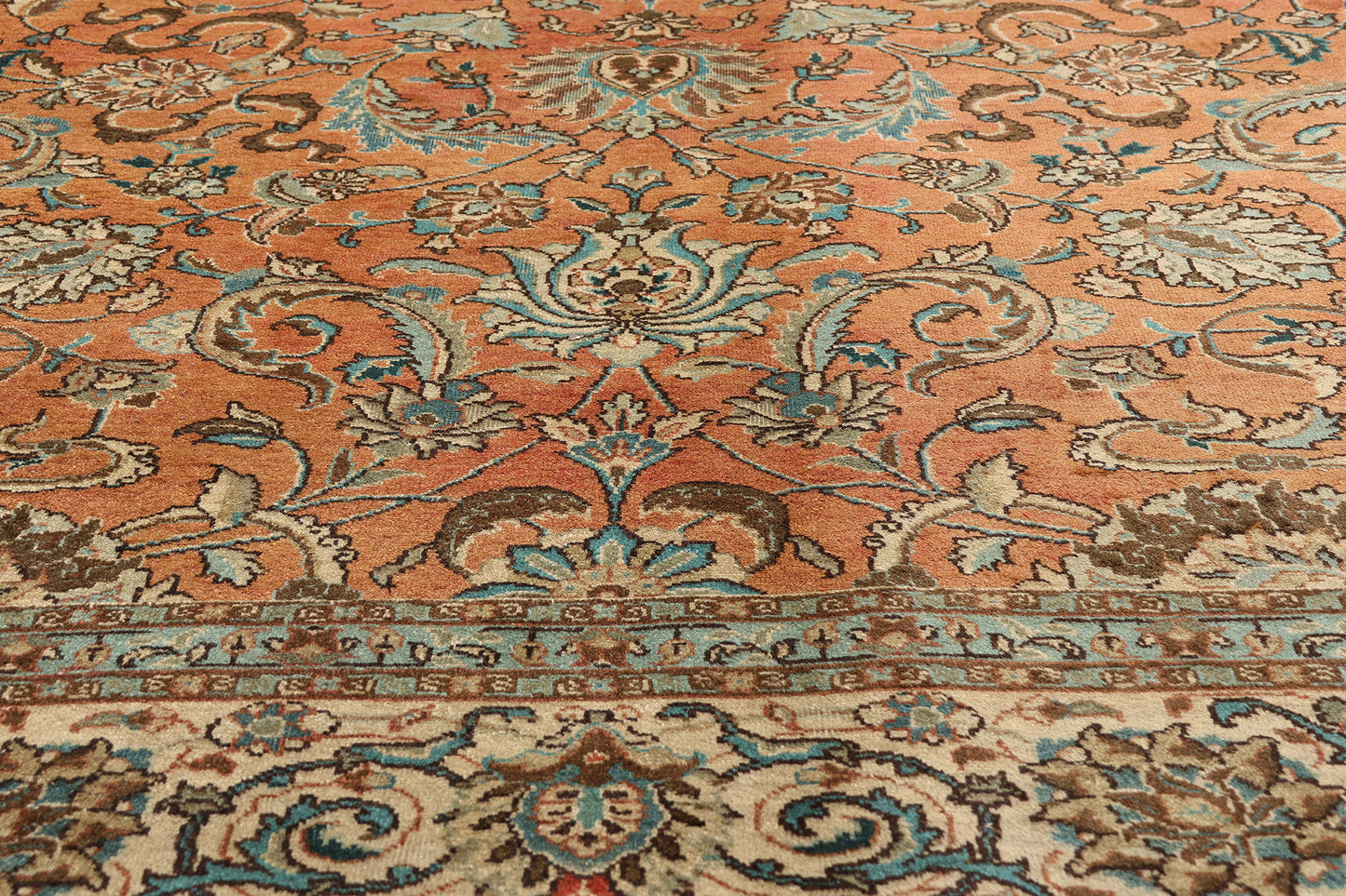 10 x 13 Rust Vintage Persian Tabriz Rug 75612