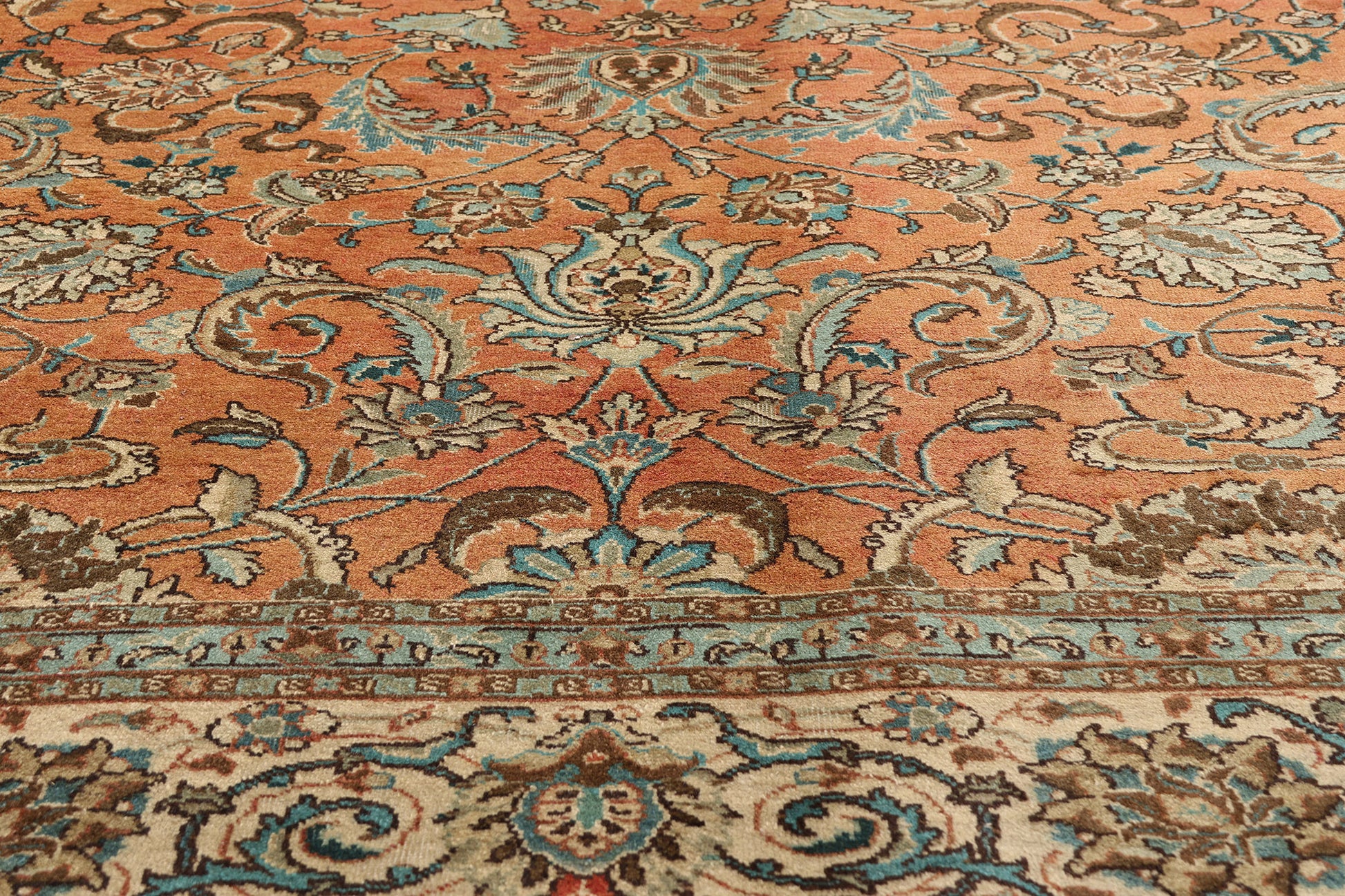10 x 13 Rust Vintage Persian Tabriz Rug 75612