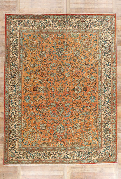 10 x 13 Rust Vintage Persian Tabriz Rug 75612