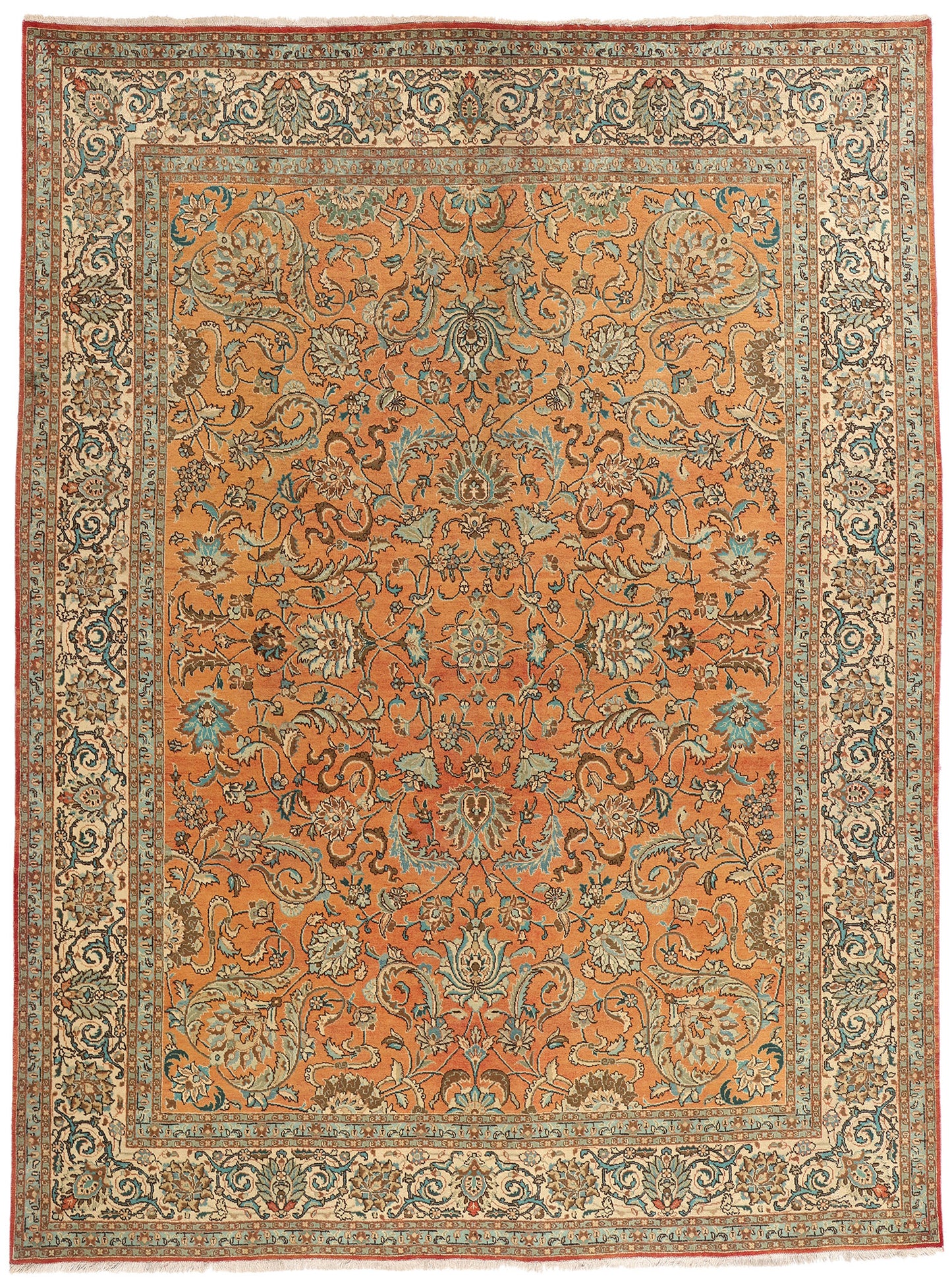 10 x 13 Rust Vintage Persian Tabriz Rug 75612