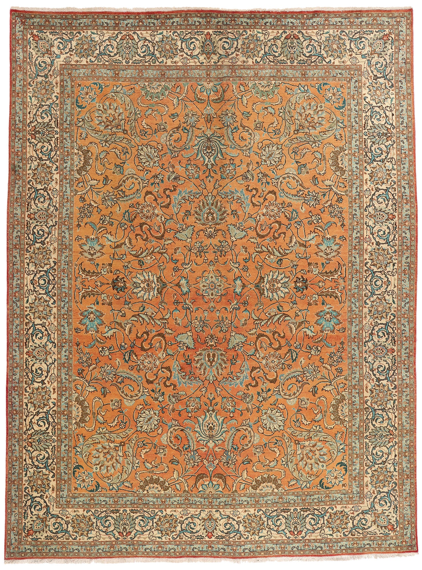 10 x 13 Rust Vintage Persian Tabriz Rug 75612