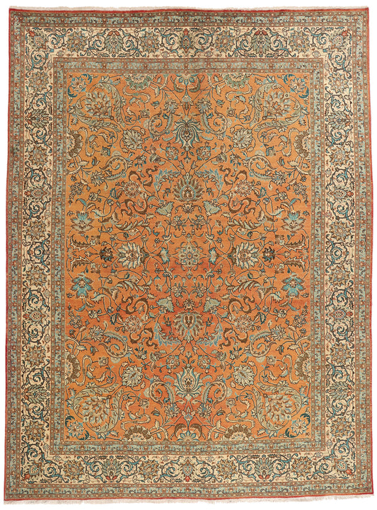 10 x 13 Rust Vintage Persian Tabriz Rug 75612