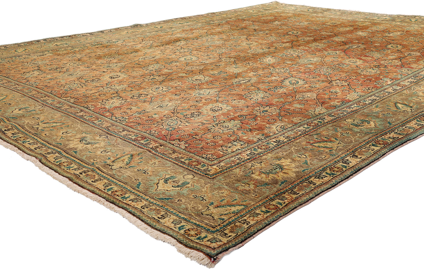 10 x 13 - Rust Vintage Persian Tabriz Rug - 76329
