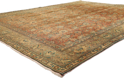 10 x 13 - Rust Vintage Persian Tabriz Rug - 76329