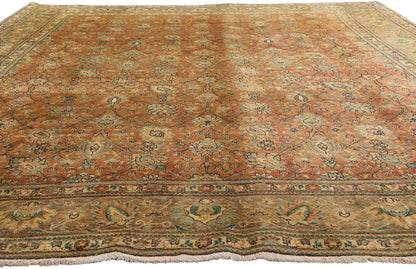 10 x 13 - Rust Vintage Persian Tabriz Rug - 76329