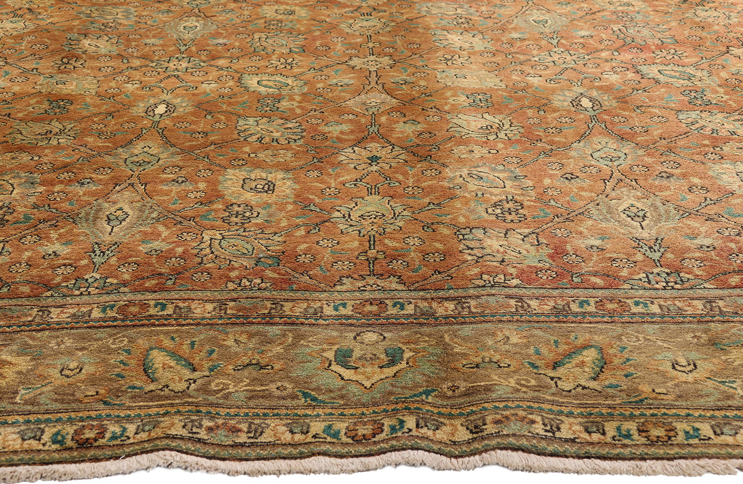 10 x 13 - Rust Vintage Persian Tabriz Rug - 76329