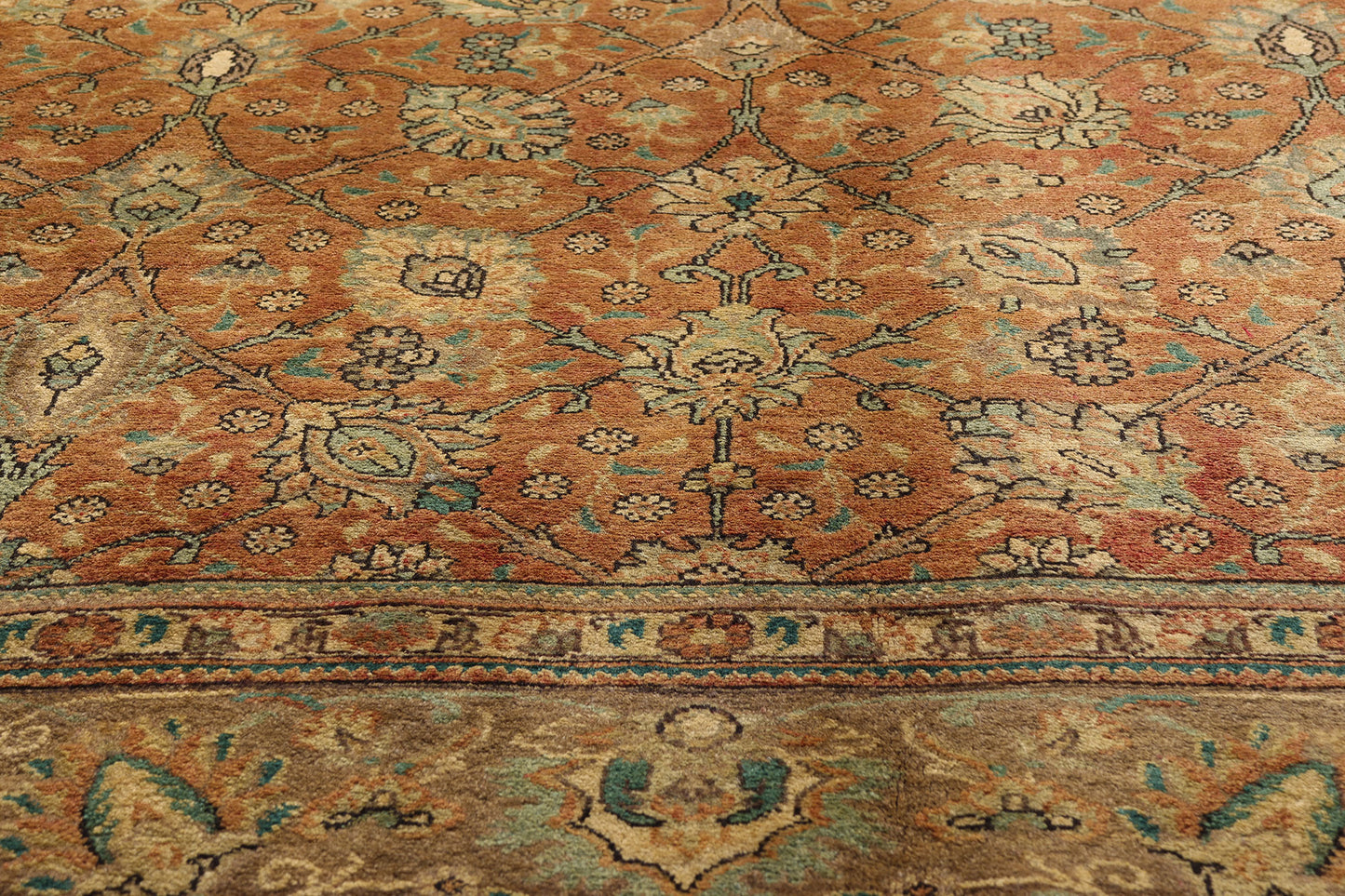 10 x 13 - Rust Vintage Persian Tabriz Rug - 76329