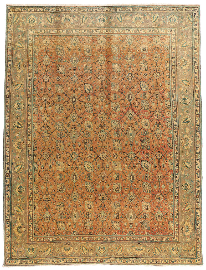 10 x 13 - Rust Vintage Persian Tabriz Rug - 76329