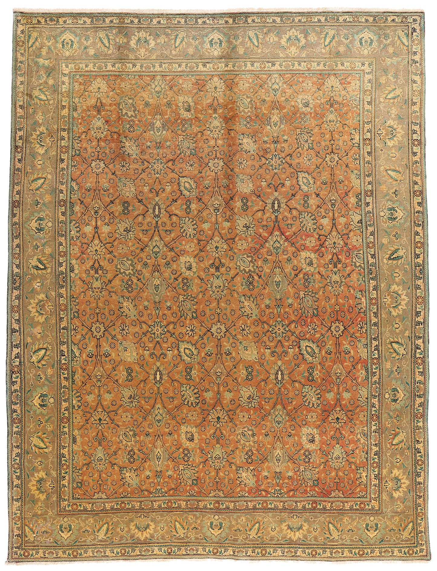 10 x 13 - Rust Vintage Persian Tabriz Rug - 76329