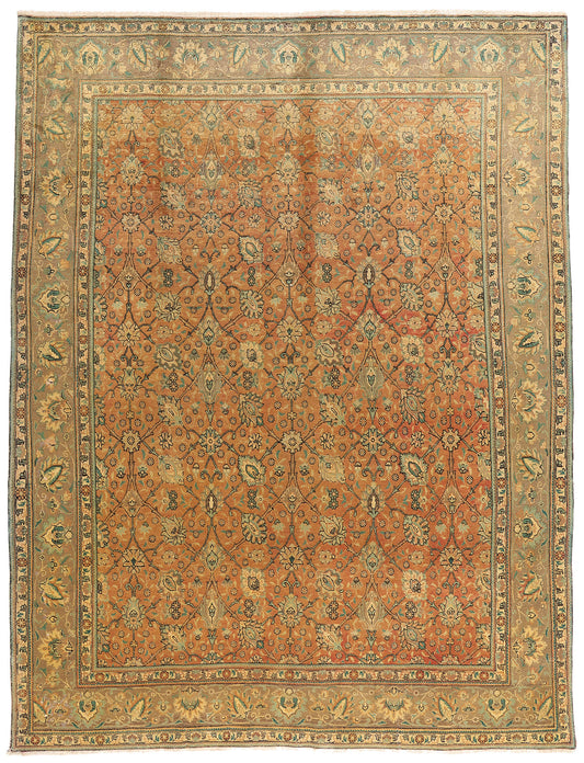 10 x 13 - Rust Vintage Persian Tabriz Rug - 76329