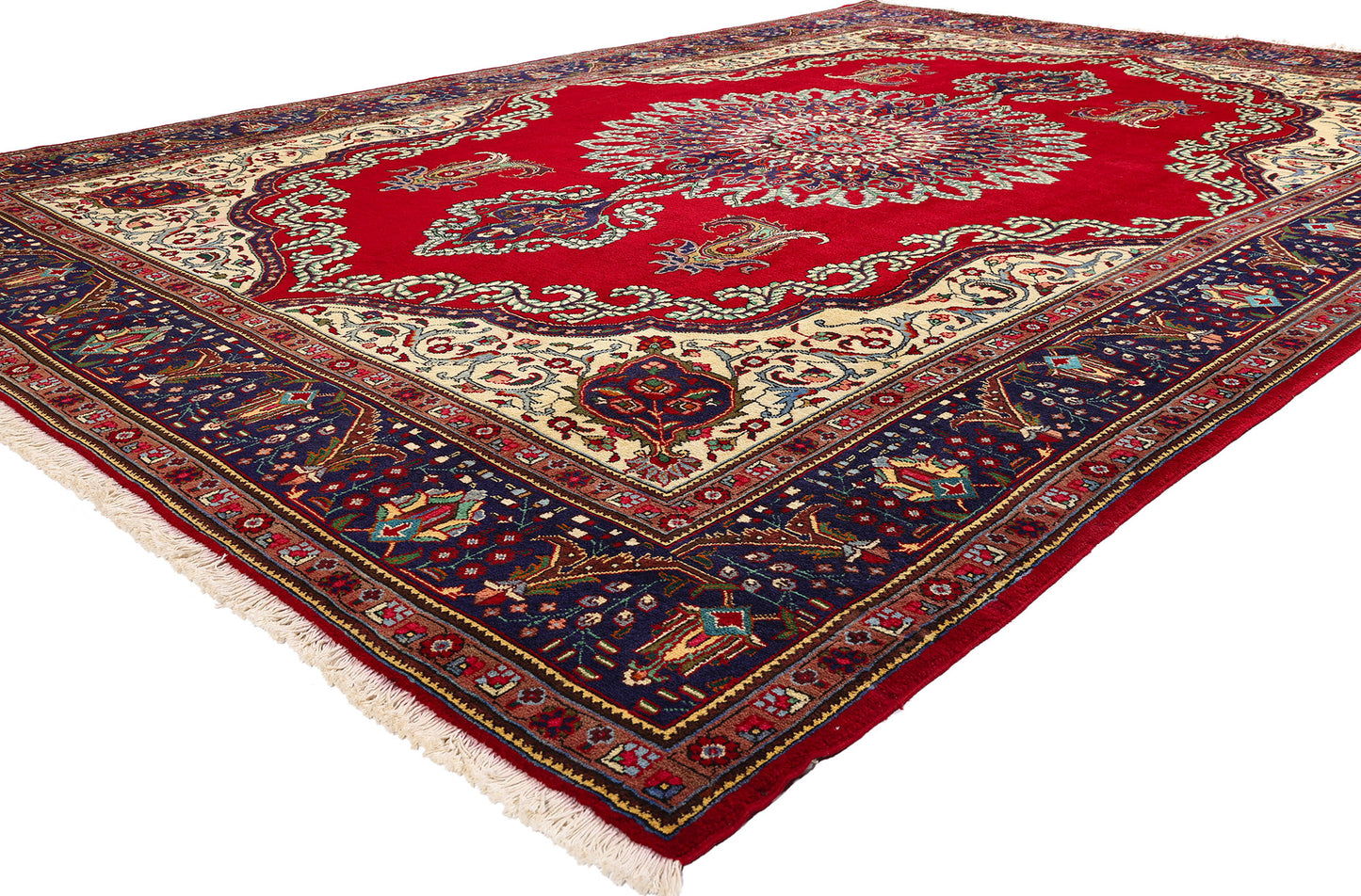 10 x 13 - Red Vintage Persian Tabriz Rug - 76485