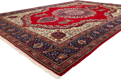 10 x 13 - Red Vintage Persian Tabriz Rug - 76485
