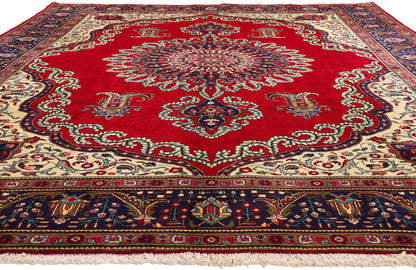 10 x 13 - Red Vintage Persian Tabriz Rug - 76485