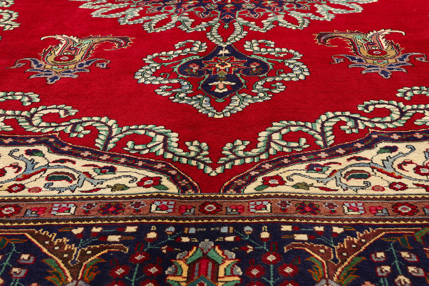 10 x 13 - Red Vintage Persian Tabriz Rug - 76485