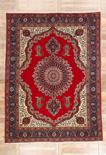 10 x 13 - Red Vintage Persian Tabriz Rug - 76485