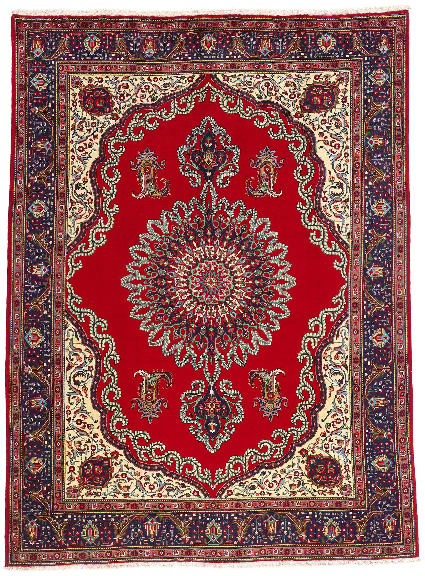 10 x 13 - Red Vintage Persian Tabriz Rug - 76485