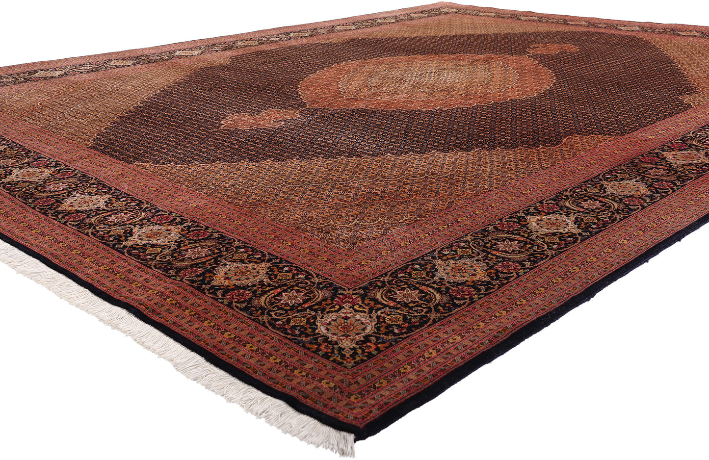 10 x 13 - Rust Vintage Persian Tabriz Rug - 76980