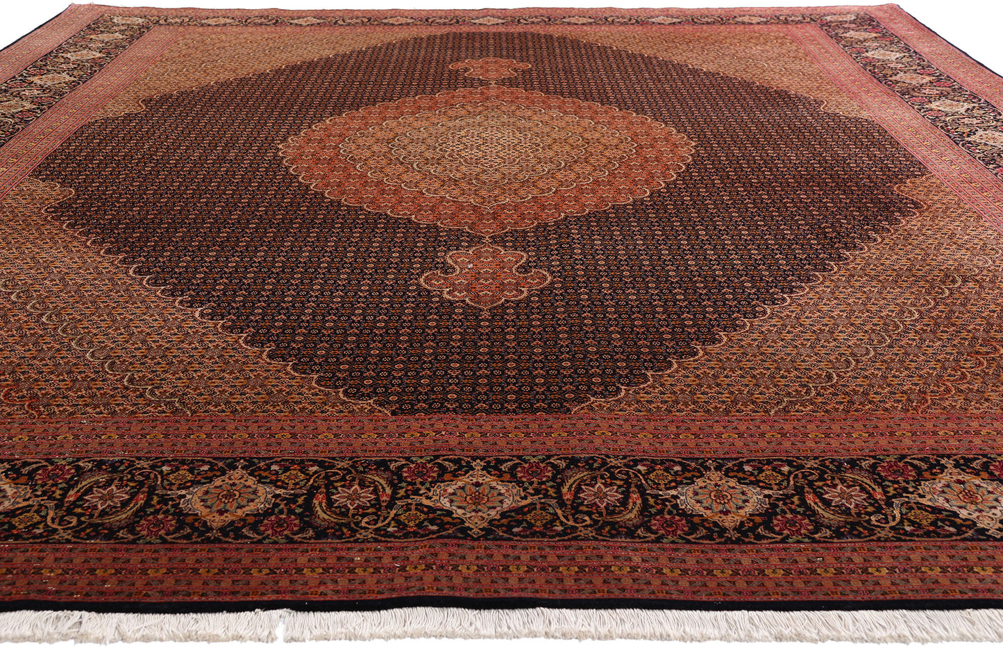 10 x 13 - Rust Vintage Persian Tabriz Rug - 76980