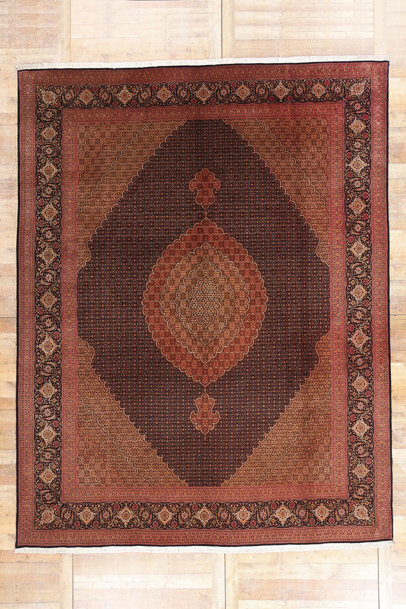 10 x 13 - Rust Vintage Persian Tabriz Rug - 76980
