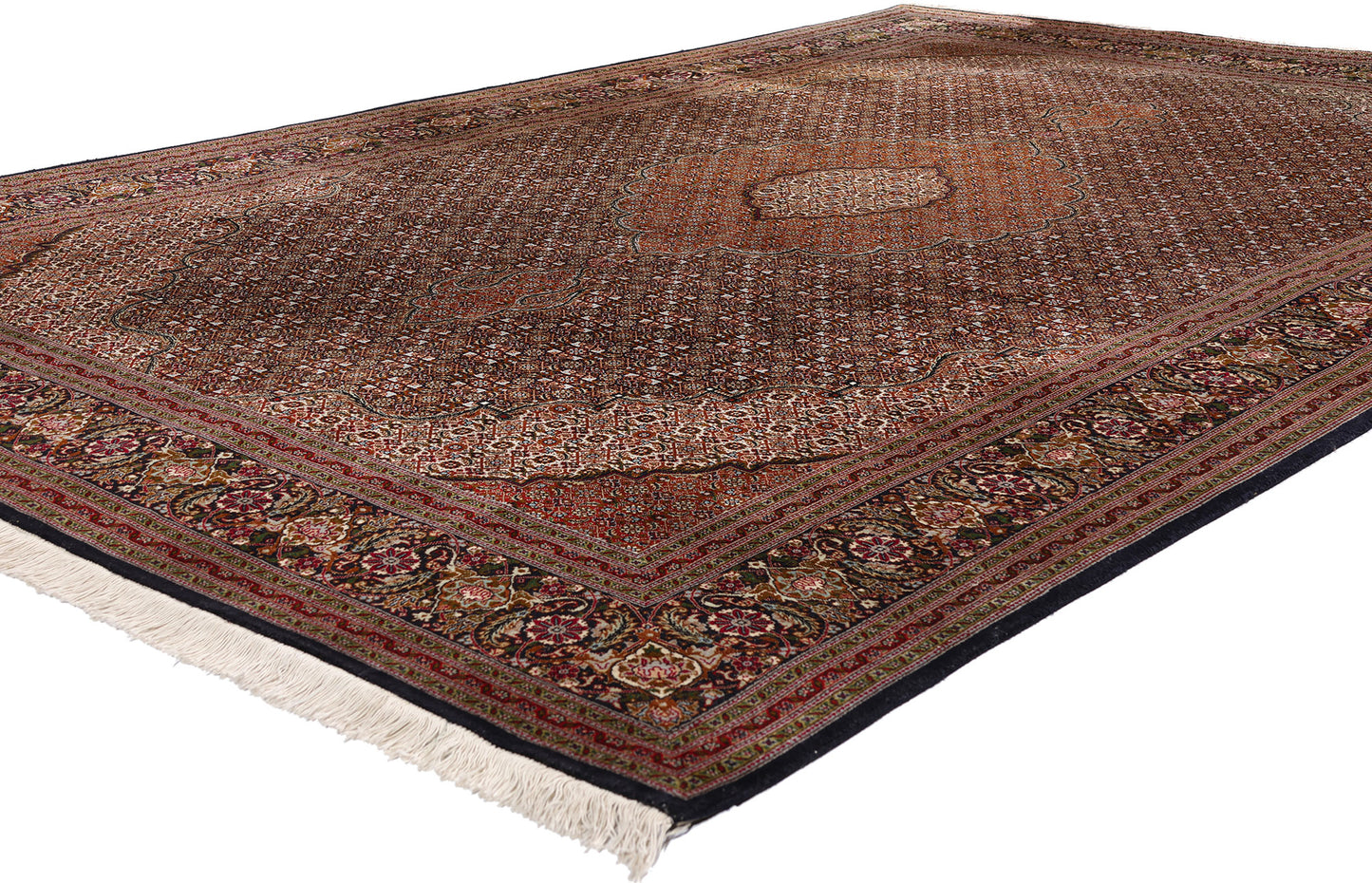 7 x 10 Navy Blue Vintage Persian Mahi Tabriz Rug 79330