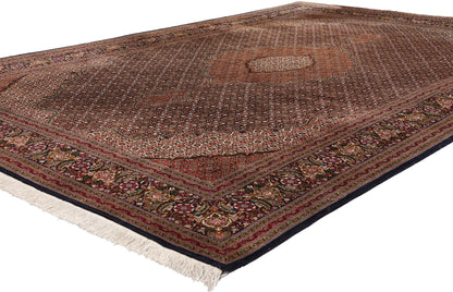 7 x 10 Navy Blue Vintage Persian Mahi Tabriz Rug 79330