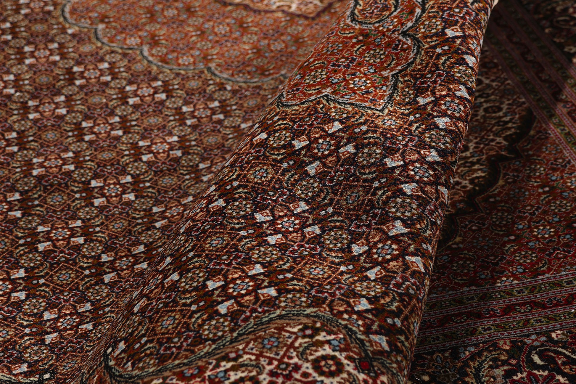 7 x 10 Navy Blue Vintage Persian Mahi Tabriz Rug 79330