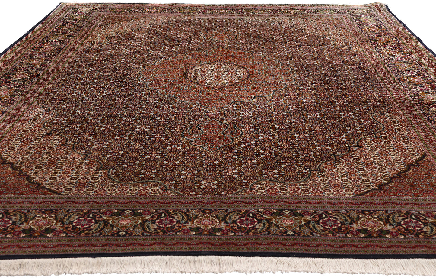 7 x 10 Navy Blue Vintage Persian Mahi Tabriz Rug 79330