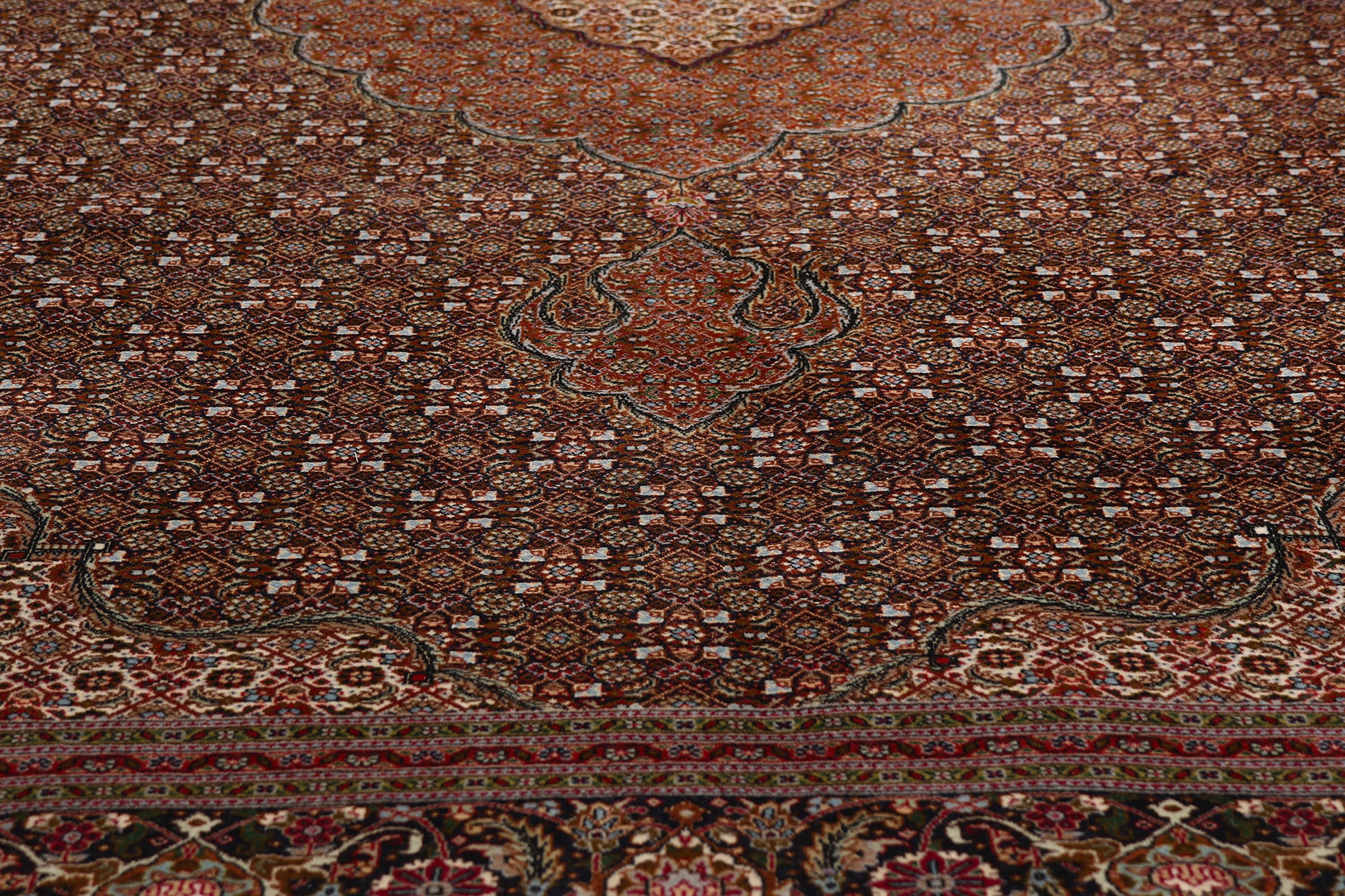 7 x 10 Navy Blue Vintage Persian Mahi Tabriz Rug 79330