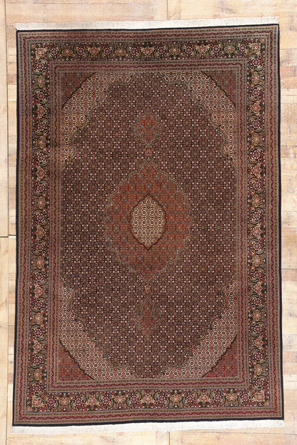 7 x 10 Navy Blue Vintage Persian Mahi Tabriz Rug 79330
