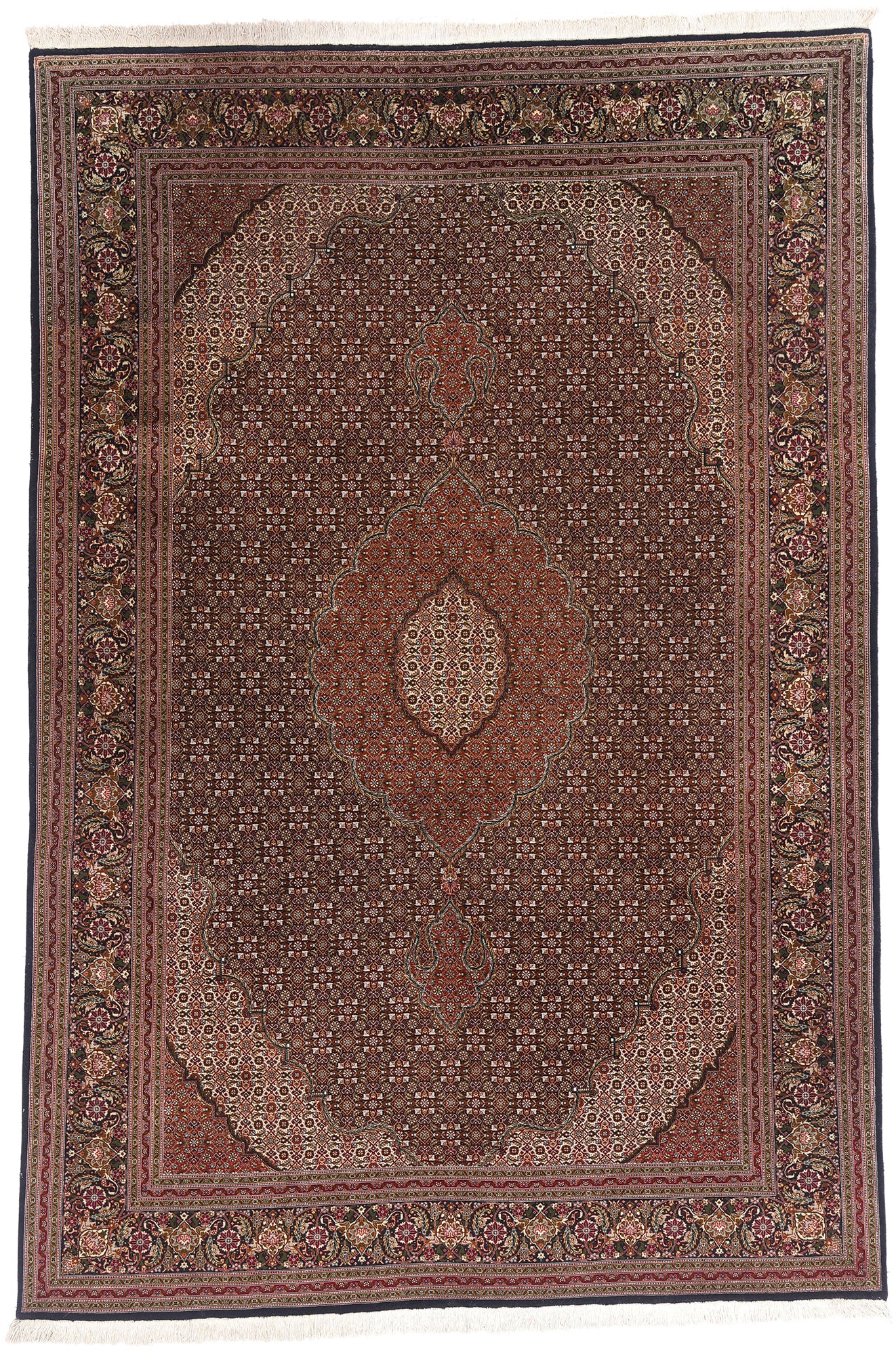 7 x 10 Navy Blue Vintage Persian Mahi Tabriz Rug 79330