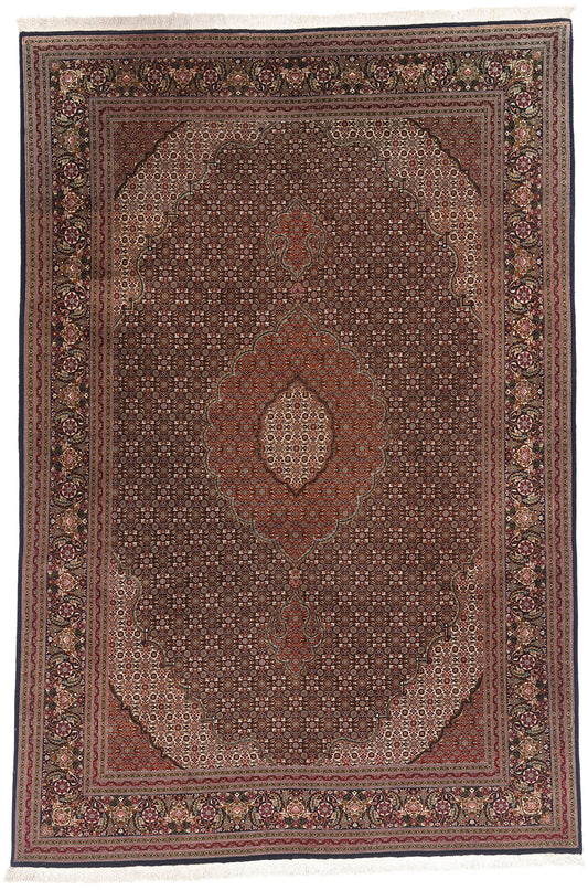 7 x 10 Navy Blue Vintage Persian Mahi Tabriz Rug 79330