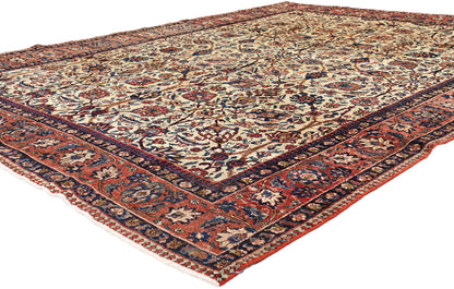 8 x 11 Beige Vintage Persian Tabriz Rug 61408