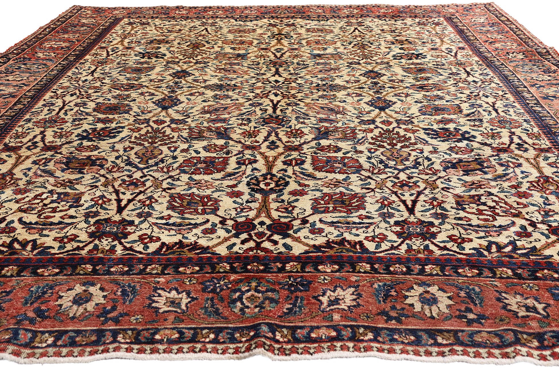 8 x 11 Beige Vintage Persian Tabriz Rug 61408
