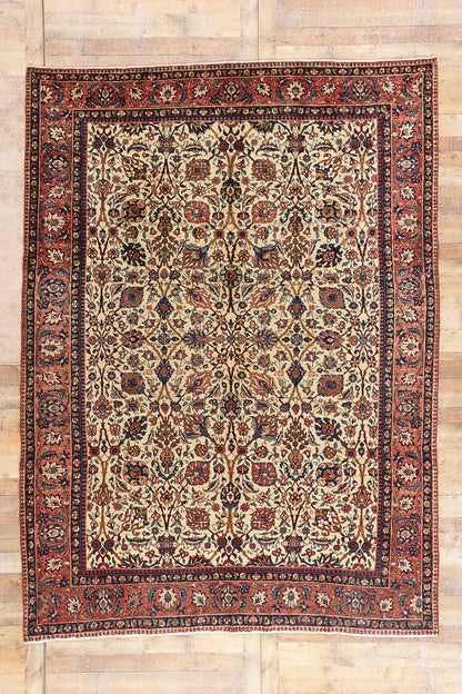 8 x 11 Beige Vintage Persian Tabriz Rug 61408