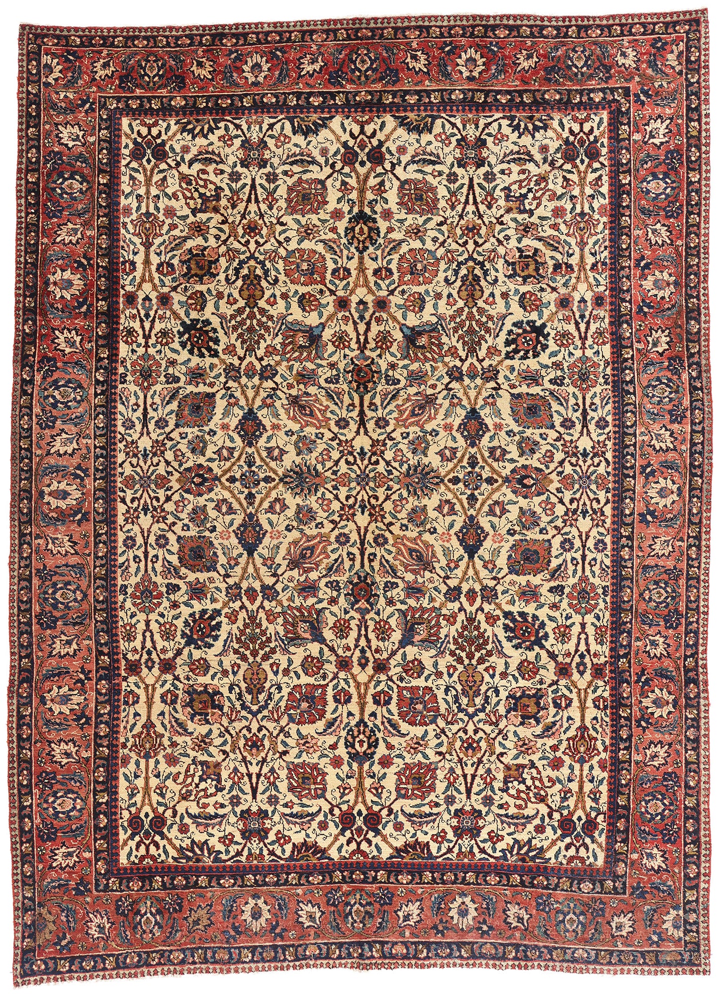 8 x 11 Beige Vintage Persian Tabriz Rug 61408