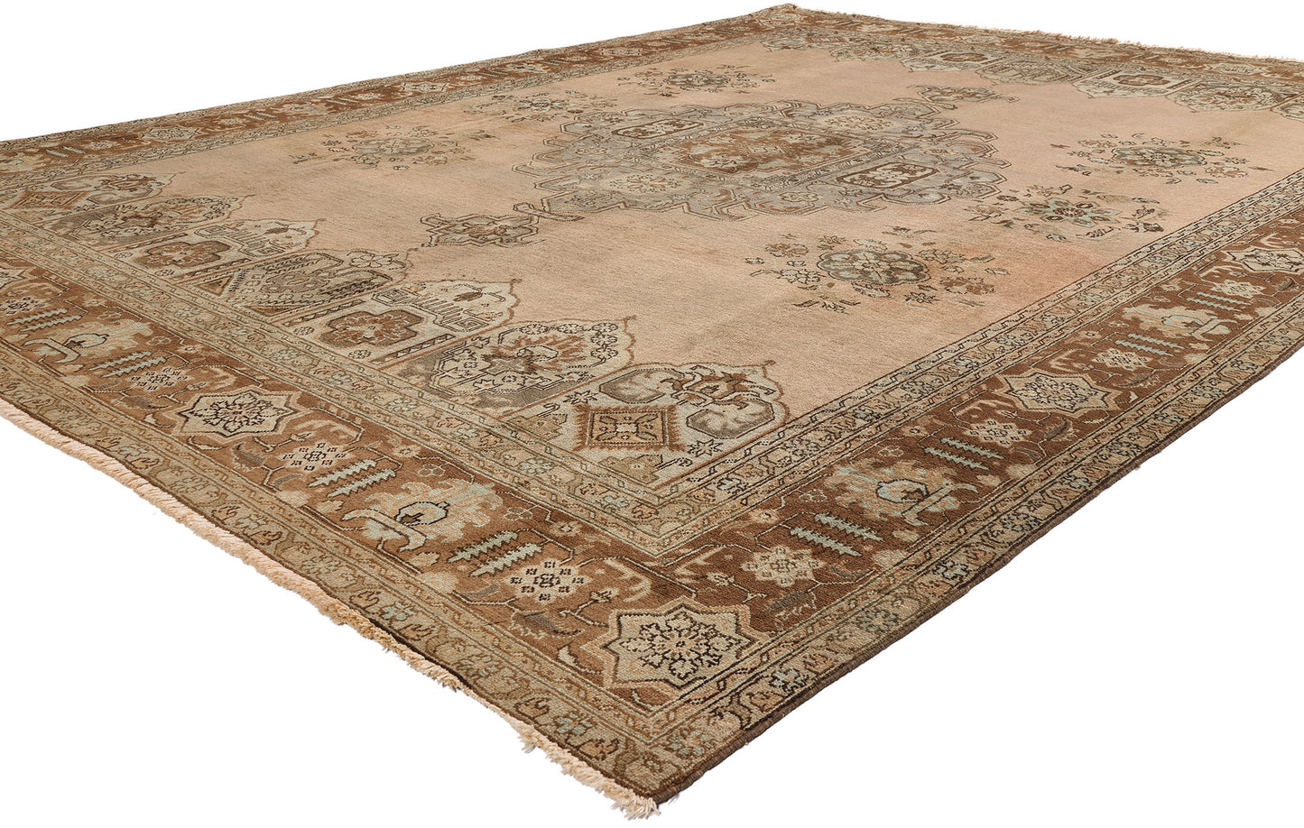 9 x 12 - Brown Vintage Persian Tabriz Rug - 75767