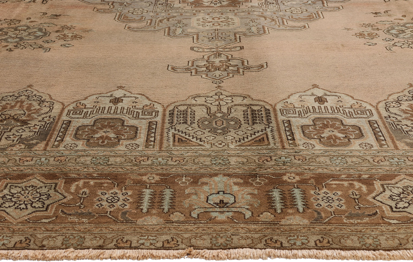 9 x 12 - Brown Vintage Persian Tabriz Rug - 75767
