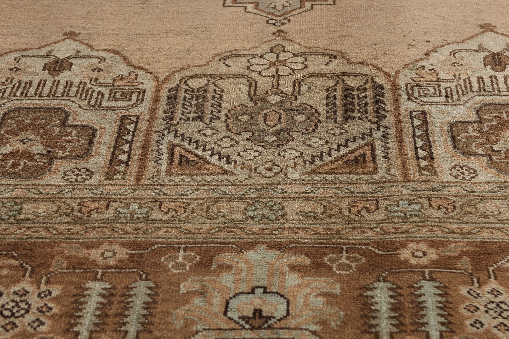9 x 12 - Brown Vintage Persian Tabriz Rug - 75767