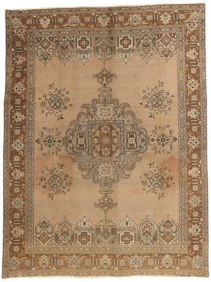 9 x 12 - Brown Vintage Persian Tabriz Rug - 75767