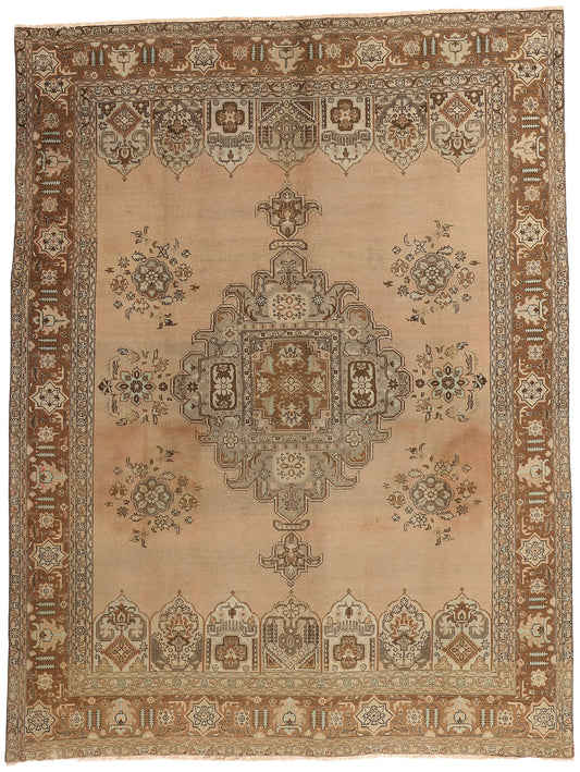 9 x 12 - Brown Vintage Persian Tabriz Rug - 75767
