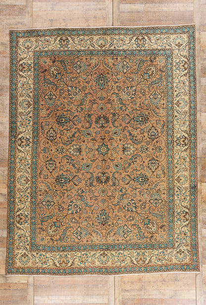 9 x 12 - Brown Vintage Persian Tabriz Rug - 76289
