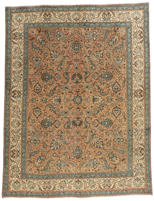 9 x 12 - Brown Vintage Persian Tabriz Rug - 76289