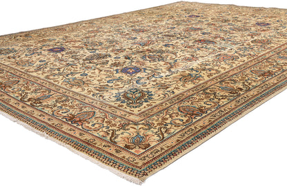 9 x 13 - Beige Vintage Persian Tabriz Rug - 76412