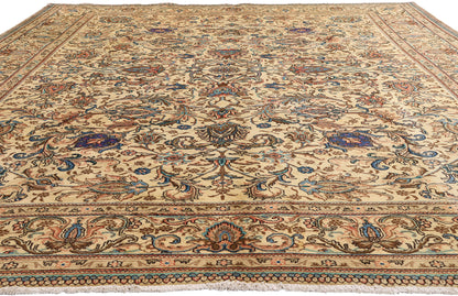 9 x 13 - Beige Vintage Persian Tabriz Rug - 76412